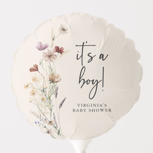 It's A Boy Floral Balloon (Front)