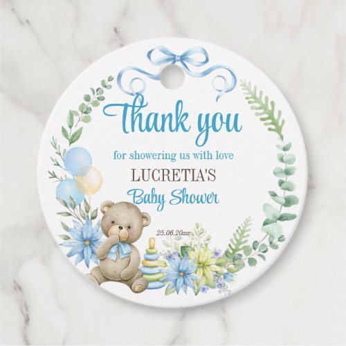 Its a boy floral wreath baby shower favor gift favor tags