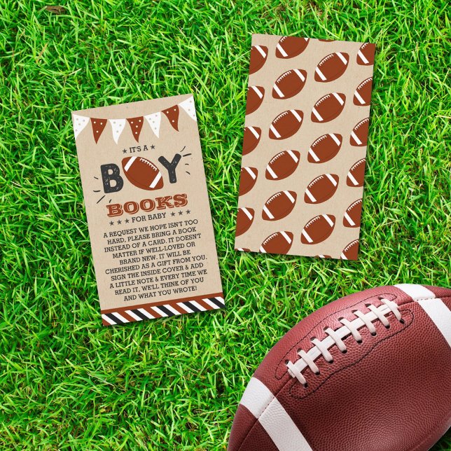 It's A Boy! Football Baby Shower Book Request Enclosure Card (Creator Uploaded)