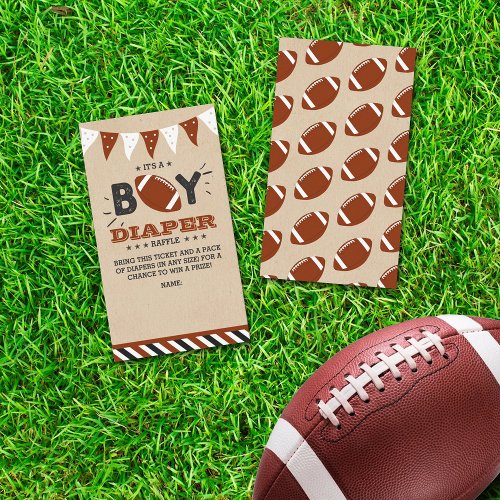 Its A Boy Football Baby Shower Diaper Raffle Enclosure Card