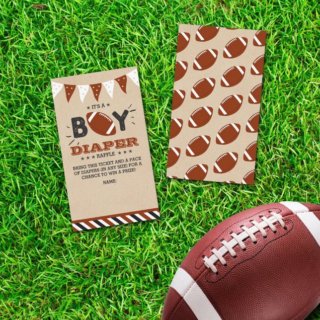 It's A Boy! Football Baby Shower Diaper Raffle Enclosure Card (Creator Uploaded)