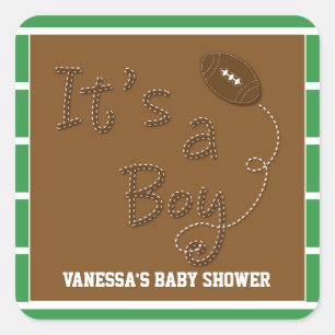 IT'S A BOY Football Baby Shower Party Sticker