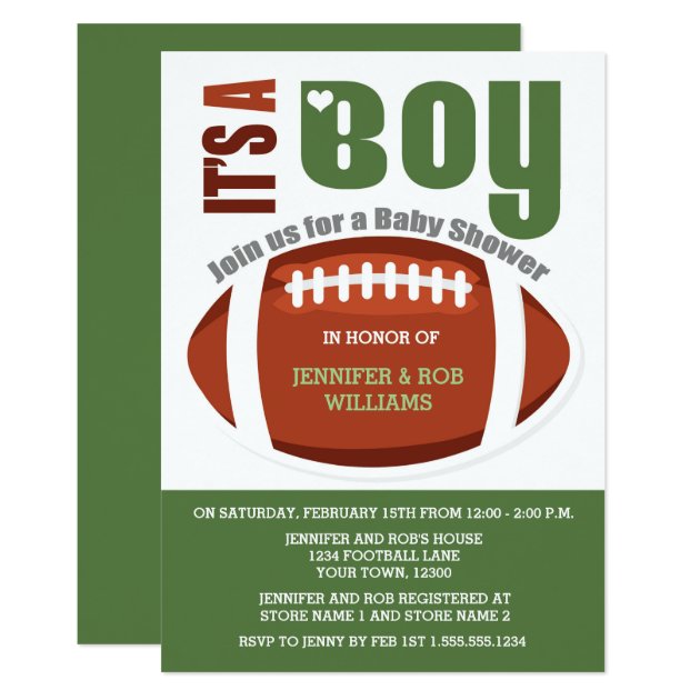 It's A Boy Football Couples Baby Shower Invitation