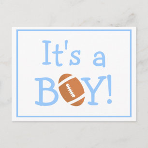 Its A Boy Football Theme Birth Announcement Postcard