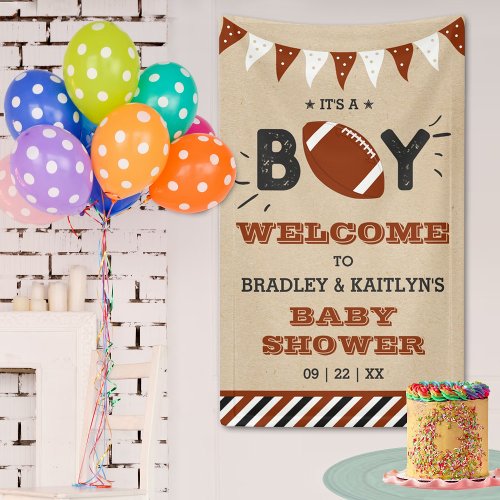 Its A Boy Football Themed Baby Shower Welcome Banner