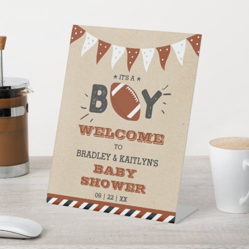 Its A Boy Football Themed Baby Shower Welcome Pedestal Sign