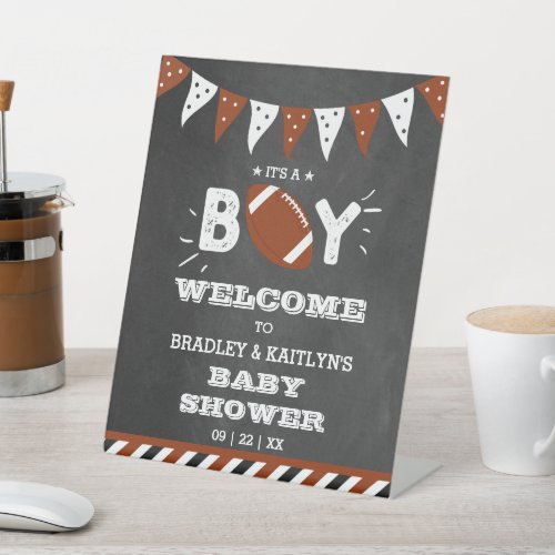 Its A Boy Football Themed Baby Shower Welcome Pedestal Sign