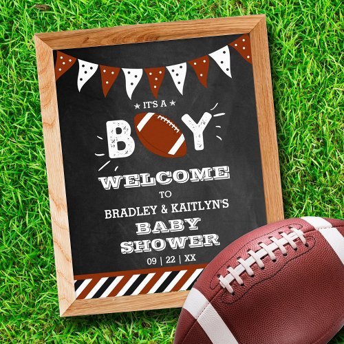 Its A Boy Football Themed Baby Shower Welcome Poster