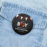 It's A Boy! Football Themed Co-ed Baby Shower Button<br><div class="desc">These buttons are perfect for anyone having a baby shower this year. This design is easy to personalize with your special event wording and your guests will be thrilled when they see these fabulous party buttons. Matching items can be found in the collection.</div>