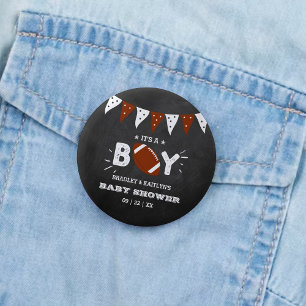 It's A Boy! Football Themed Co-ed Baby Shower Button