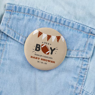 It's A Boy! Football Themed Co-ed Baby Shower Button