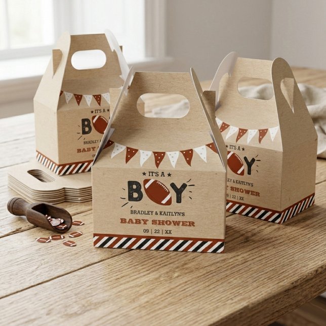 It's A Boy! Football Themed Co-ed Baby Shower Favor Boxes (Creator Uploaded)