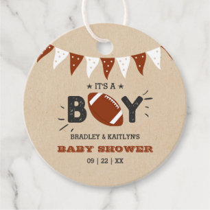 It's A Boy! Football Themed Co-ed Baby Shower Favor Tags