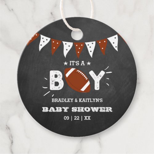 Its A Boy Football Themed Co_ed Baby Shower Favor Tags