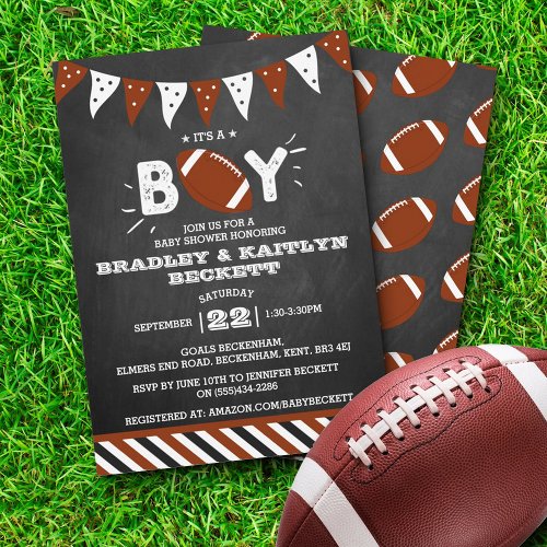 Its A Boy Football Themed Co_ed Baby Shower Invitation