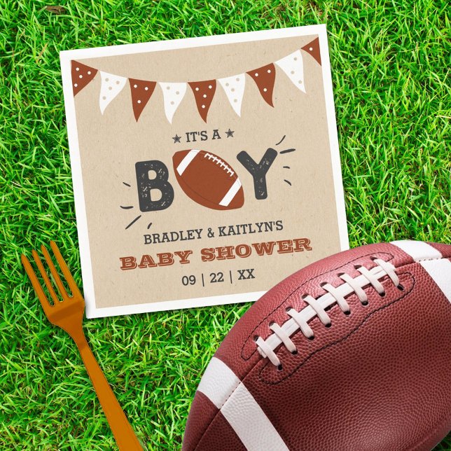 It's A Boy! Football Themed Co-ed Baby Shower Napkins (Creator Uploaded)