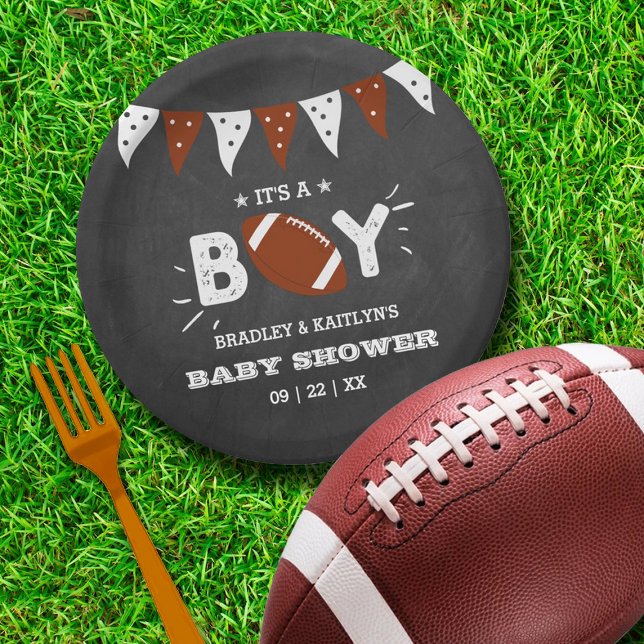 It's A Boy! Football Themed Co-ed Baby Shower Paper Plates (Creator Uploaded)