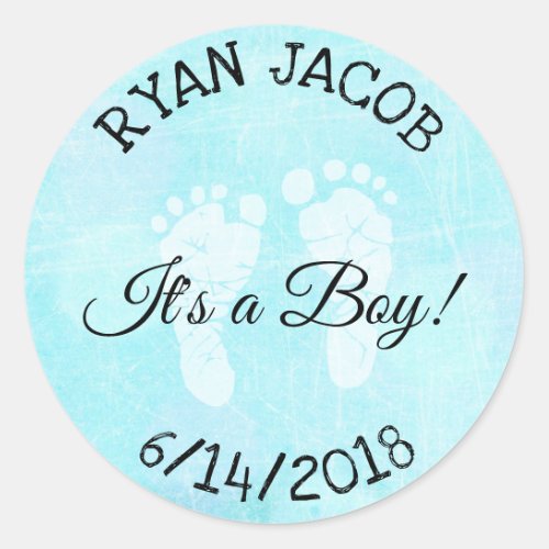 Its a Boy Footprints Baby Shower Stickers