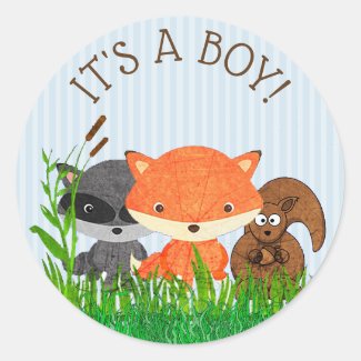 Its a Boy Forest Animals Woodland Creature Sticker