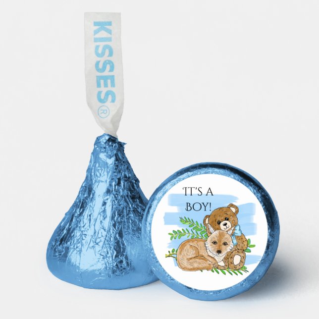 It's a Boy, Fox and Teddy Bear Baby Shower Hershey®'s Kisses® (Front)
