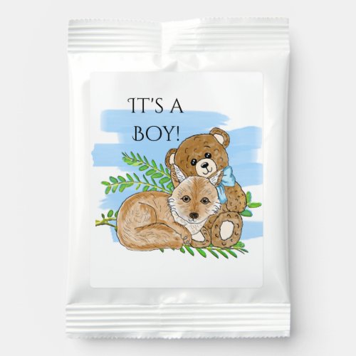 Its a Boy Fox and Teddy Bear Baby Shower Hot Chocolate Drink Mix