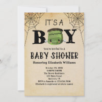 Boys Halloween Baby Shower Invitations