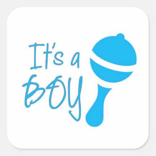 Its a boy Gender reveal Baby Shower Blue Classic Square Sticker
