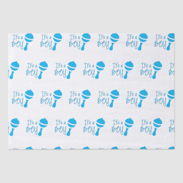 It's a boy Gender reveal Baby Shower Blue Tissue Paper (Front)