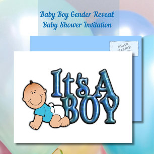 It's a Boy Gender Reveal Baby Shower Invitation