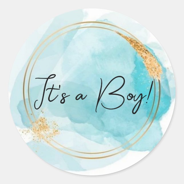 It's a Boy! Gender Reveal Classic Round Sticker (Front)