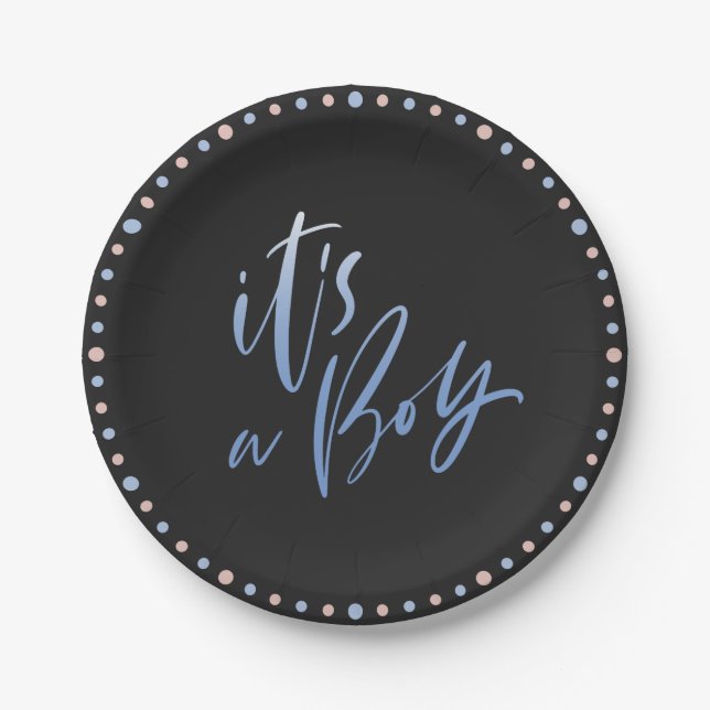 It's a Boy Gender Reveal Party Decoration Paper Plates (Front)