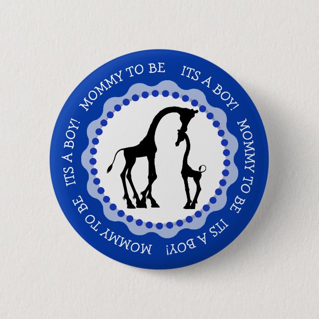 Its a Boy Giraffe Baby Shower Button (Front)