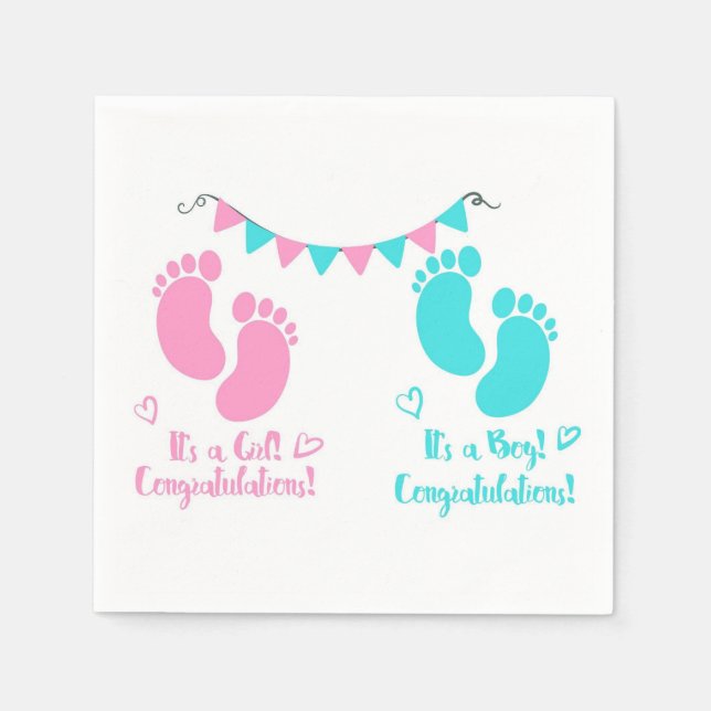 It's A Boy Girl Twin Baby Shower Napkins (Front)