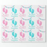 It's A Boy Girl Twin Baby Shower Wrapping Paper, Zazzle