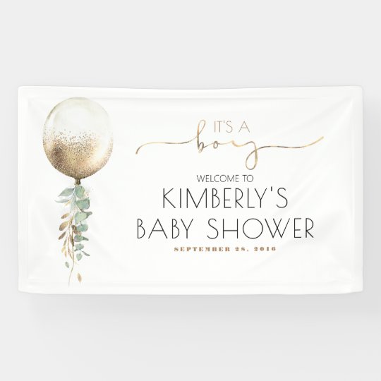 Its a Boy Gold Balloon Baby Shower Banner | Zazzle.com