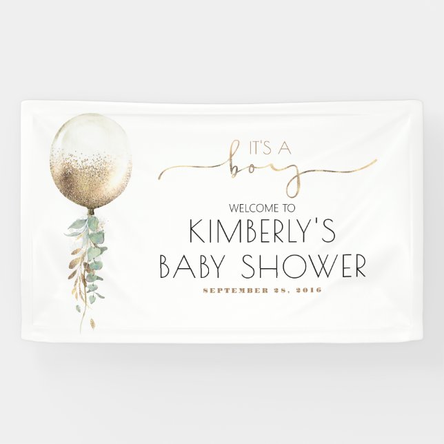 Its a Boy Gold Balloon Baby Shower Banner (Horizontal)