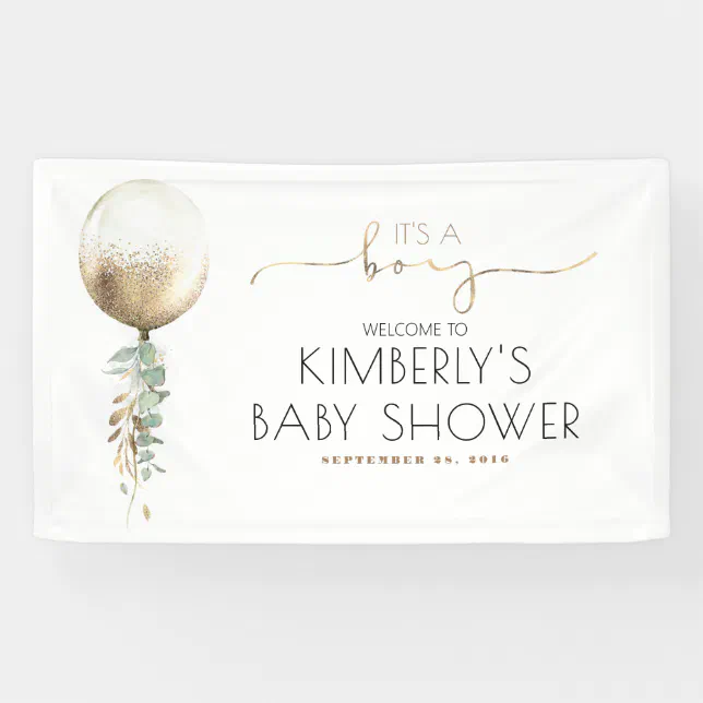 Its a Boy Gold Balloon Baby Shower Banner | Zazzle