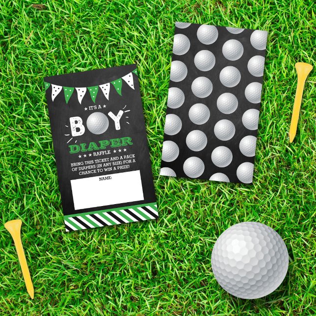 It's A Boy! Golf Co-ed Baby Shower Diaper Raffle Enclosure Card (Creator Uploaded)