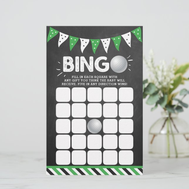 It's A Boy! Golf Themed Co-ed Baby Shower Bingo (Standing Front)