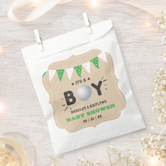 It's A Boy! Golf Themed Co-ed Baby Shower Favor Bag (Clipped)