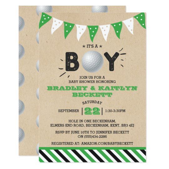 It's A Boy! Golf Themed Co-ed Baby Shower Invitation | Zazzle.com