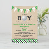 It's A Boy! Golf Themed Co-ed Baby Shower Invitation (Standing Front)