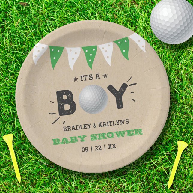 It's A Boy! Golf Themed Co-ed Baby Shower Paper Plates (Creator Uploaded)