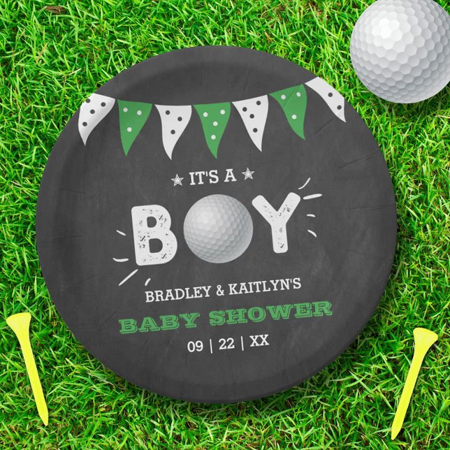 It's A Boy! Golf Themed Co-ed Baby Shower Paper Plates (Creator Uploaded)