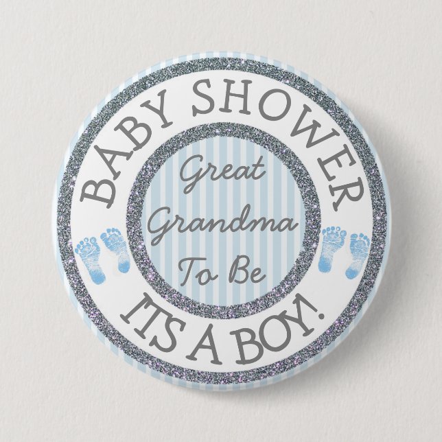 Its a Boy, Great Grandma to be Baby Shower Button (Front)