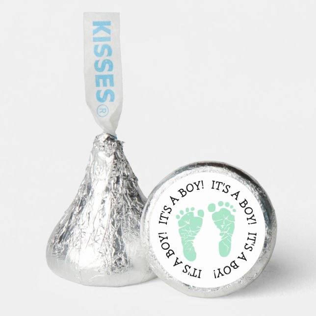 It's a Boy|  Green Footprints Baby Shower Favors (Front)