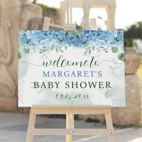 Its a Boy Greenery Blue Hydrangea Welcome Sign