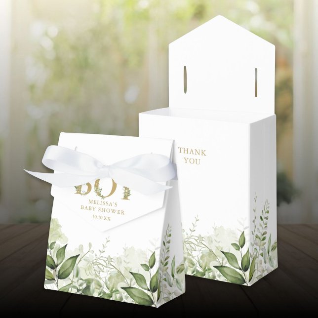 Its A Boy Greenery Foliage Gold Baby Shower Favor Boxes (Its A Boy Greenery Foliage Gold Baby Shower Favor Boxes)