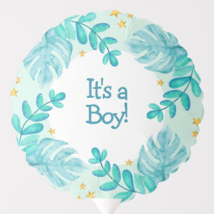It's a boy! Greenery jungle blue baby Balloon