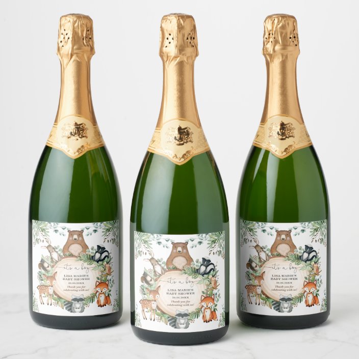 Baby Shower Favor Champagne Label Greenery Baby Shower Shower Wine Label Mini Champagne Label Wine Label Baby Shower Champagne Paper Party Supplies Stickers Labels Tags Dalasmaker Se